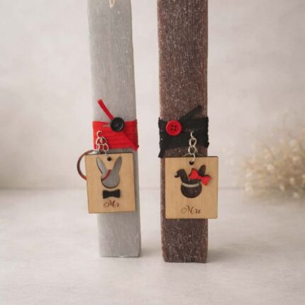 Λαμπαδάκια για ζευγάρι Mr. Mrs. μπρελόκ