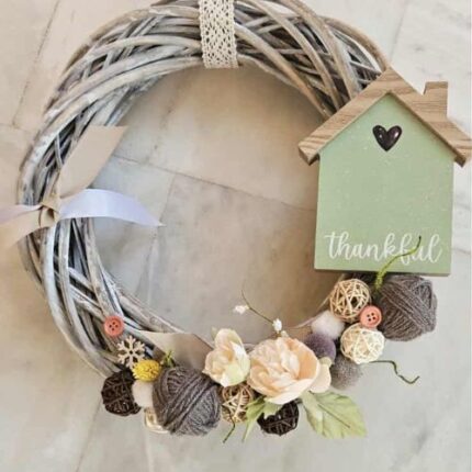 xeiropoiito diakosmitiko stefani me xilino spitaki thankful