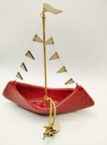 Χειροποίητη χριστουγεννιάτικη κεραμική βάρκα 26 κόκκινη