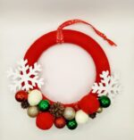 xeiropoiito xristougenniatiko kokkino stefani me xiononifades kai mpales