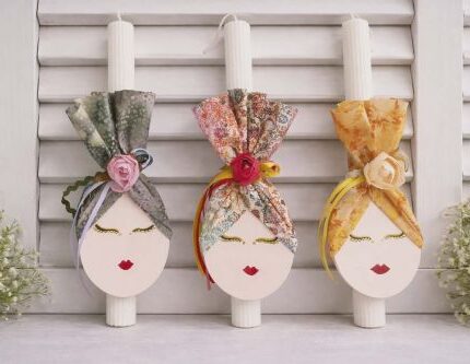 Χειροποίητη λαμπάδα με ξύλινο μαγνητάκι κορίτσι-αυγούλα