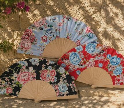 Ξύλινη βεντάλια floral